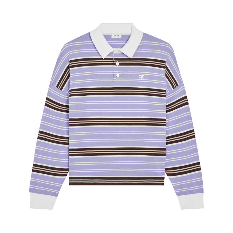 CELINE Polo Sweater "Lilac/Brown/Ecru"