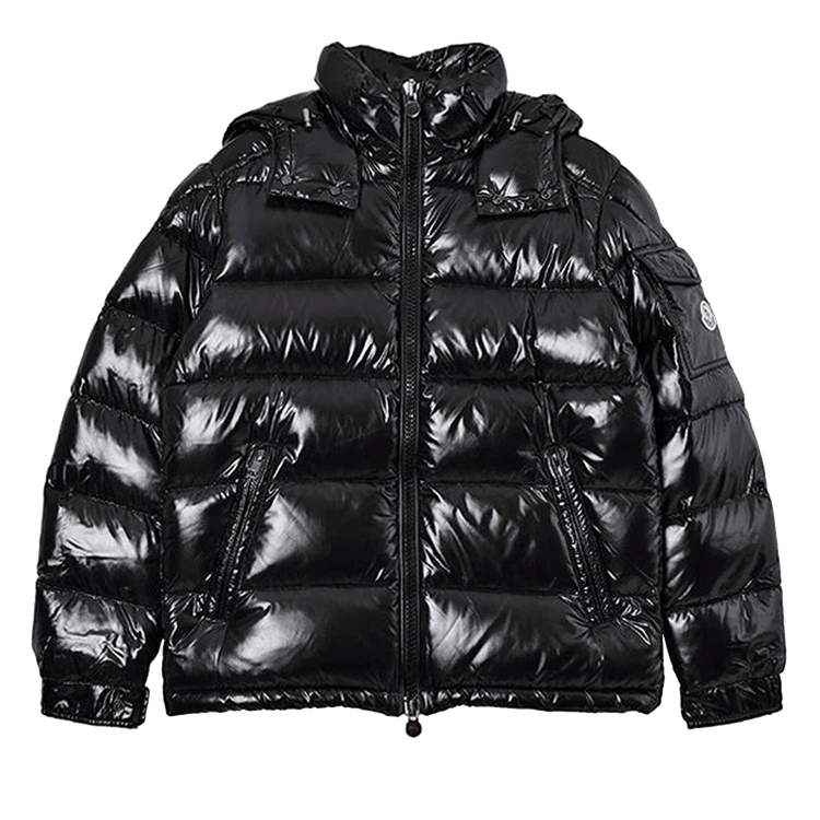 Moncler Maya Hooded Puffer Shiny Jacket "Black"
