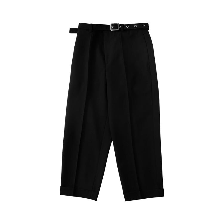 Jil Sander Wool Canvas Belted Trousers "Black"