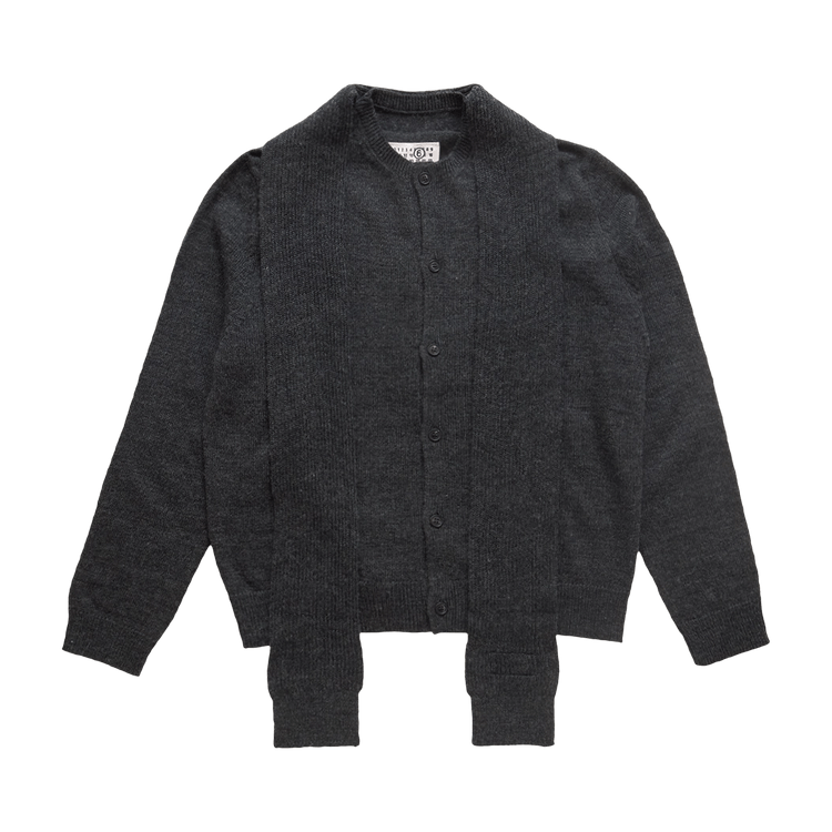 MM6 Maison Margiela Integrated Scarf Cardigan "Dark Grey Melange"