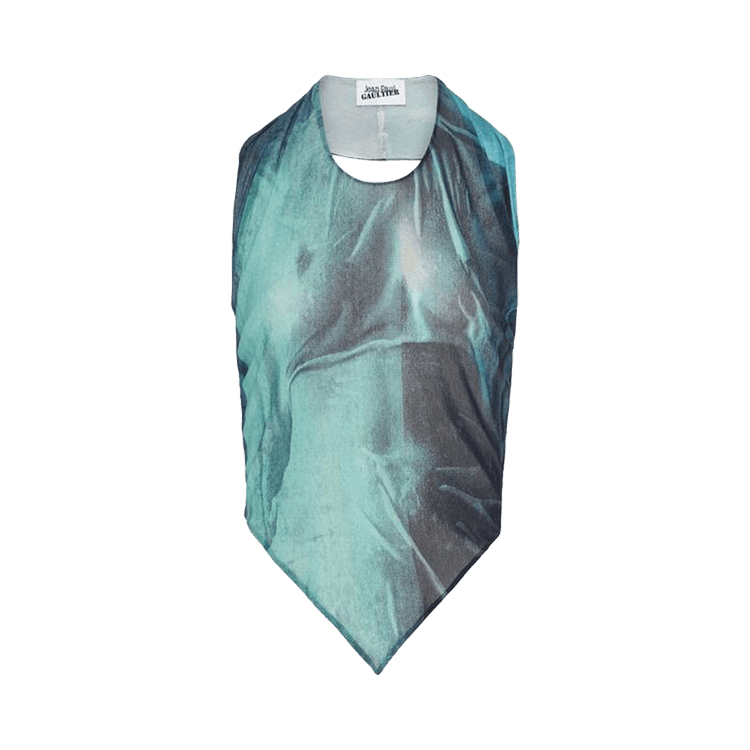 Jean Paul Gaultier Water Printed Scarf Top "Indigo/Vintage Blue"