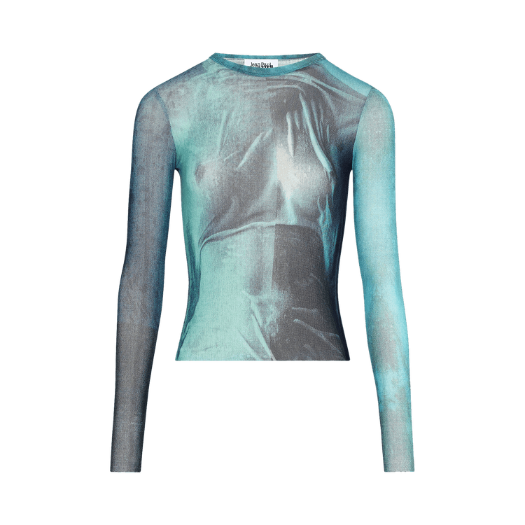 Jean Paul Gaultier Water Printed Long-Sleeve Top "Indigo/Vintage Blue"