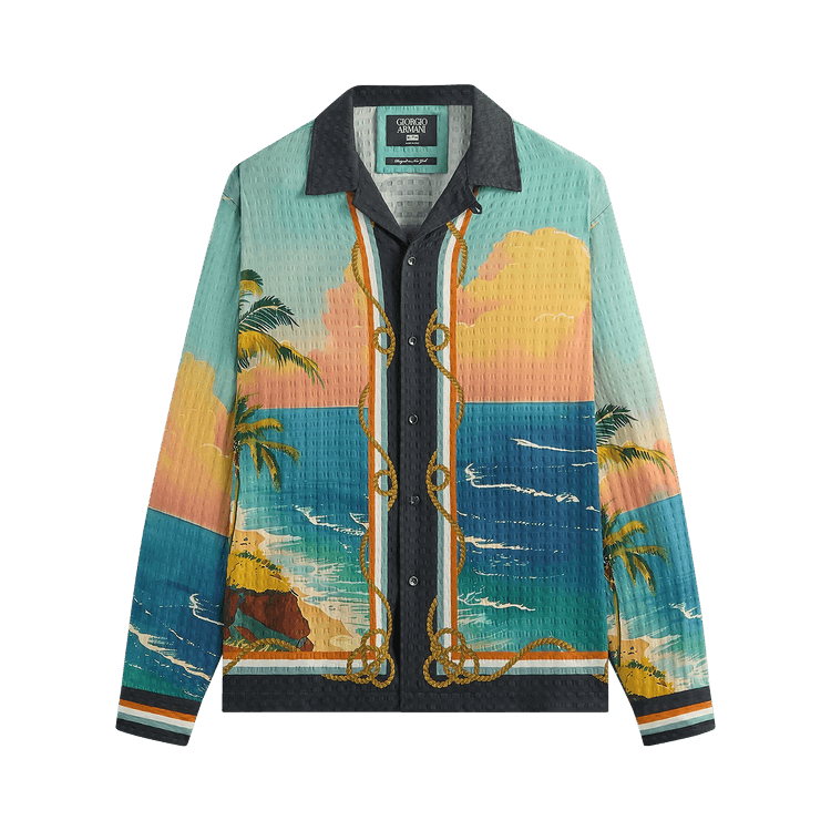 Kith x Giorgio Armani Ornamental Print Long Sleeve Thompson Camp Collar Shirt "Multi"