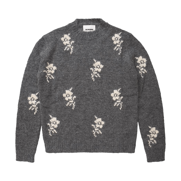 Jil Sander Flowers Intarsia Crewneck Sweater "Moonless Night"