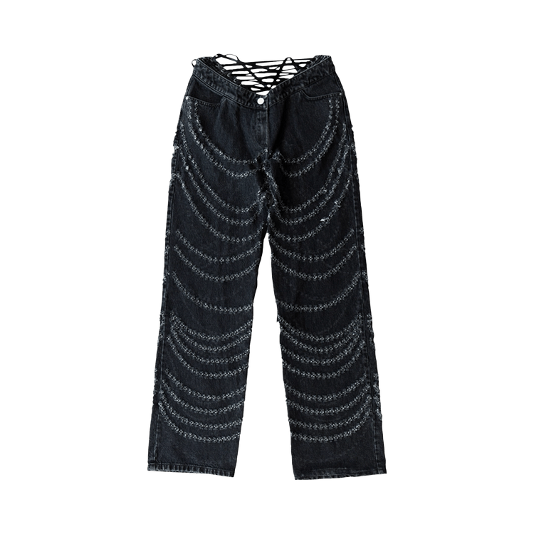 Dilara Findikoglu Dressing For Pleasure Eyelet Laced Jeans "Grey"