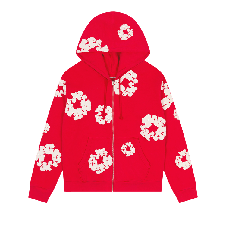 Denim Tears Cotton Wreath Zip Hoodie "Red"