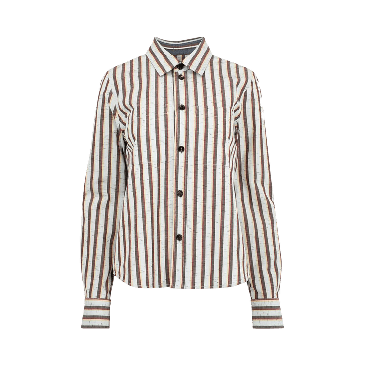 Bottega Veneta Long-Sleeve Striped Shirt "Cloud/Fondant/Lava"