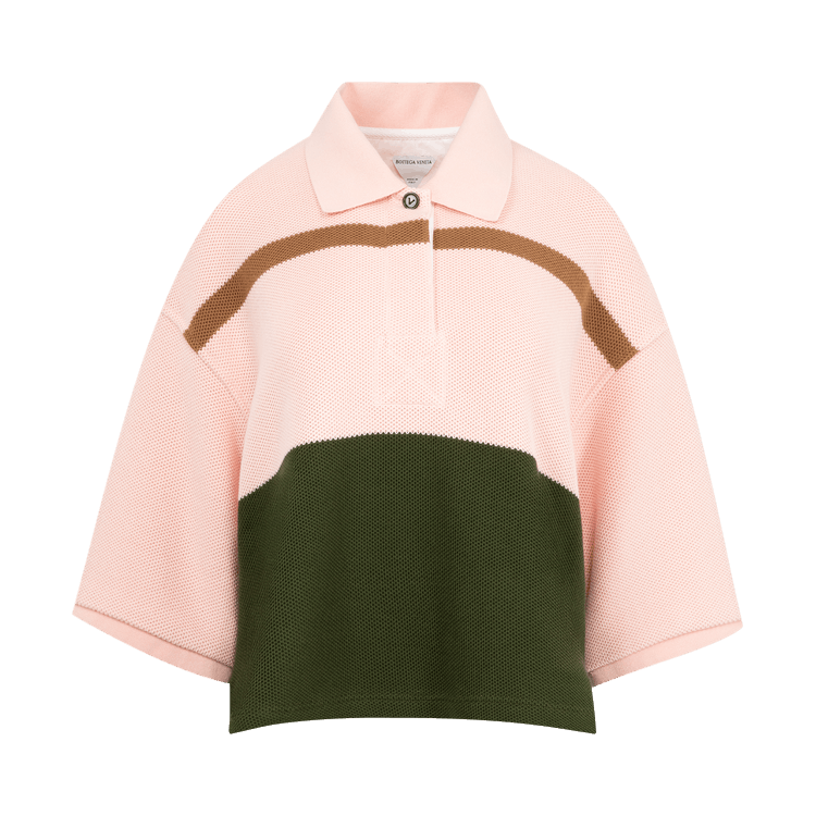 Bottega Veneta Stripe Piqué Polo Shirt "Camelia/Camo/Jute"
