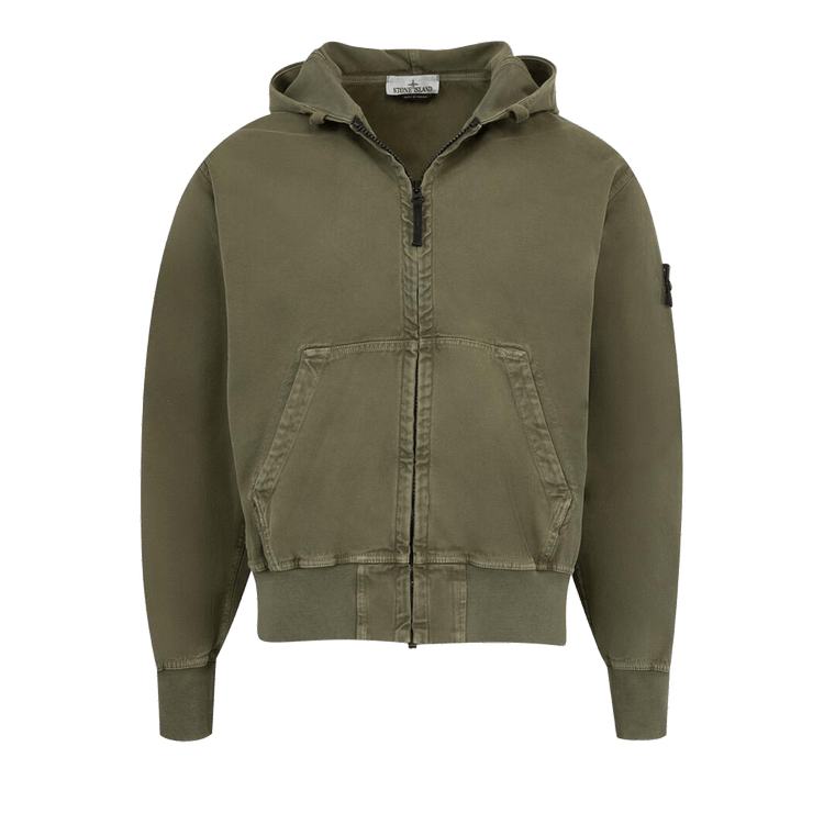 Stone Island Patch Logo Zip Hoodie "Military Green"
