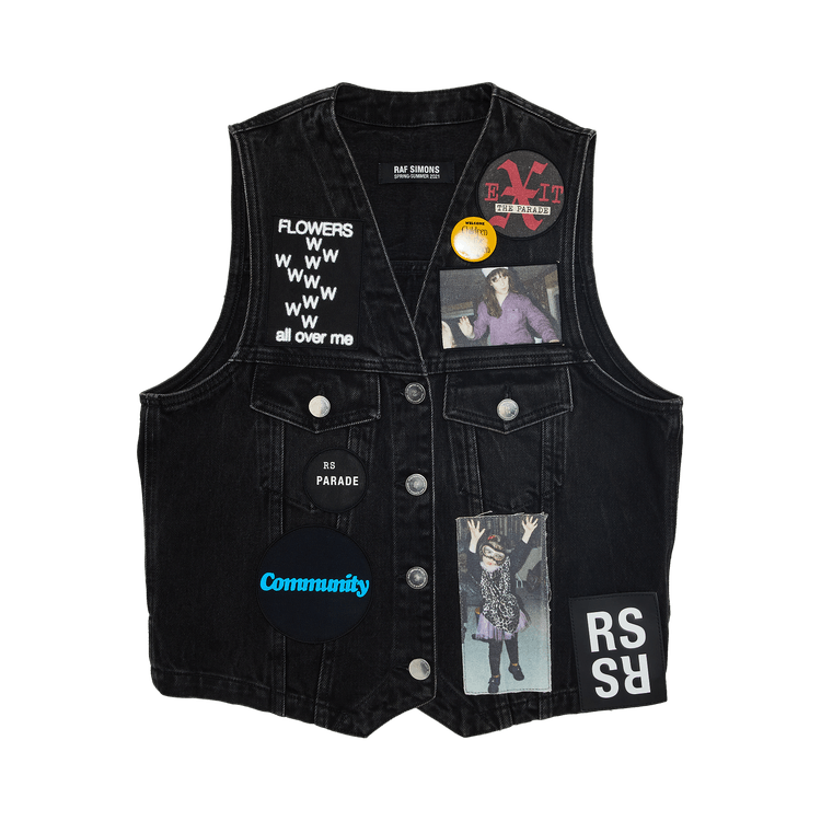 Raf Simons Teenage Dreams Embellished Denim Vest "Multicolor"