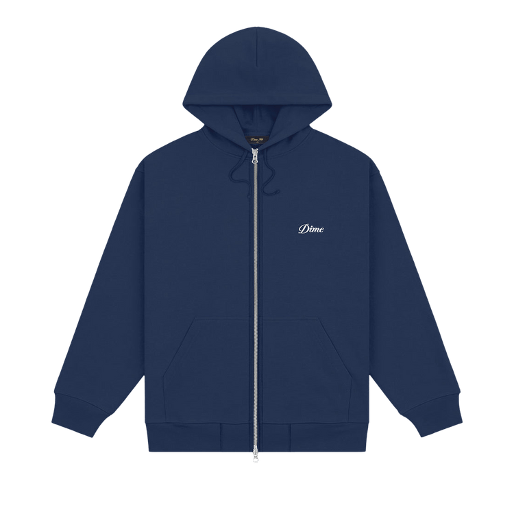 Dime Cursive Zip Hoodie "Navy"