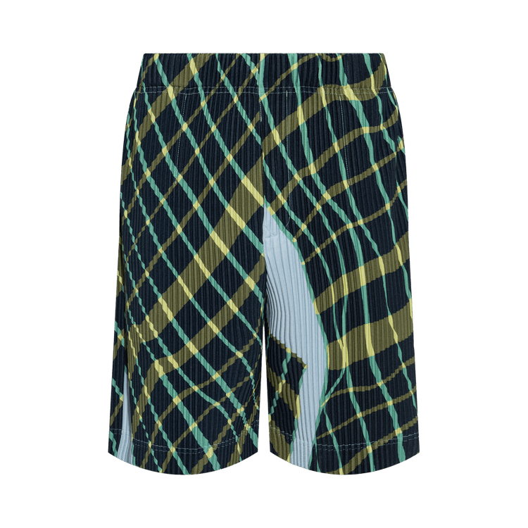 Homme Plissé Issey Miyake Windswept Plaid Shorts "Blue Grey"