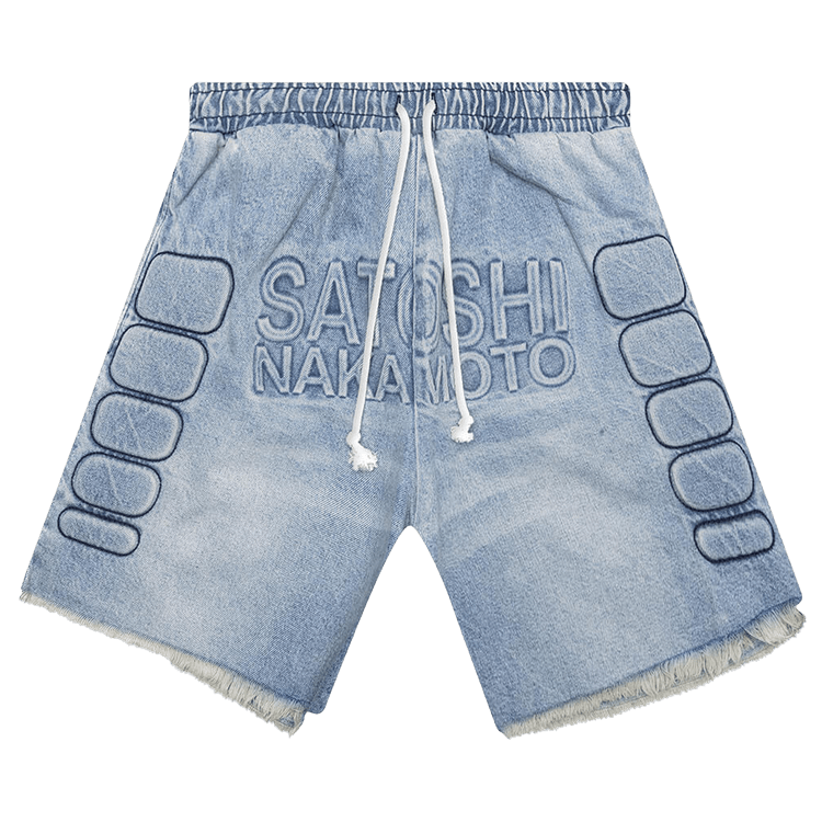 Satoshi Nakamoto Denim Moto Shorts "Blue Denim"