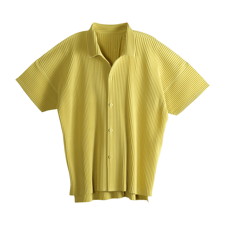 Homme Plissé Issey Miyake MC July Open Collar Shirt "Dusty Yellow"