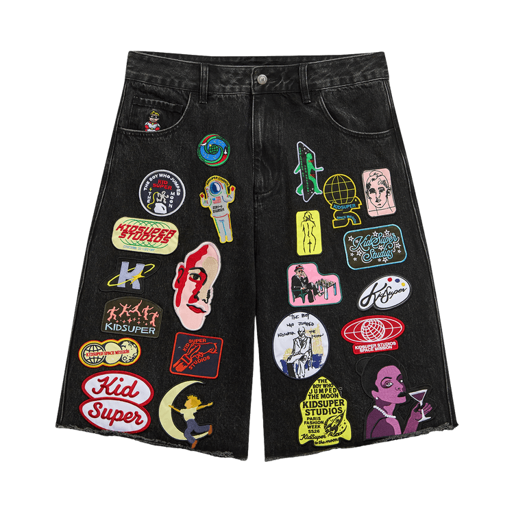KidSuper Patches Denim Short "Black"