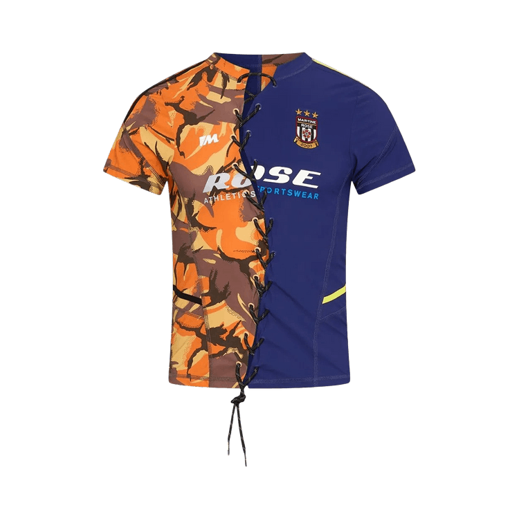 Martine Rose Lace Up Football Top "Orange Camo/Navy"