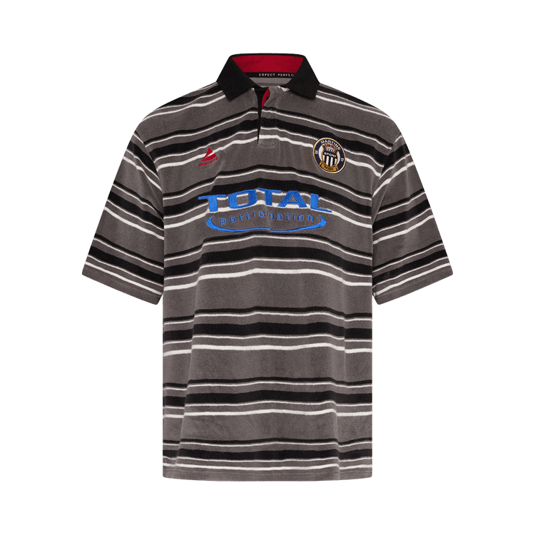 Martine Rose Oversized Short-Sleeve Polo "Grey/Black Stripe"