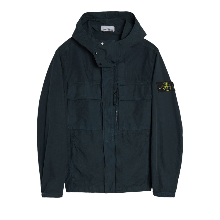 Stone Island Canvas Weave Cotton Hooded Field Jacket "Navy Blue"