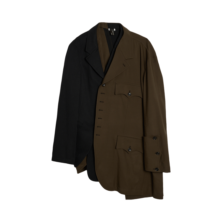 Comme des Garçons Homme Plus Polyester Gabardine x Wool Cloth Jacket "Black/Khaki"