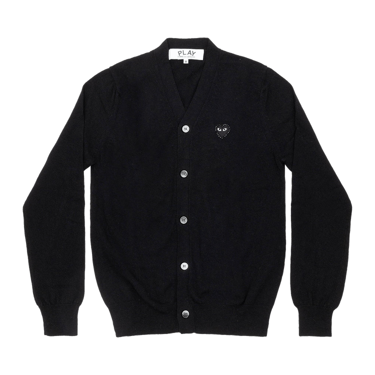 Comme des Garçons PLAY Rhinestone Heart V-Neck Cardigan "Black"