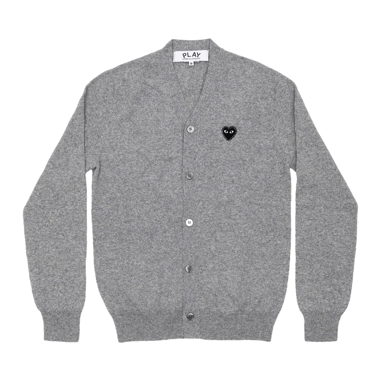 Comme des Garçons PLAY Rhinestone Heart V-Neck Cardigan "Light Grey"