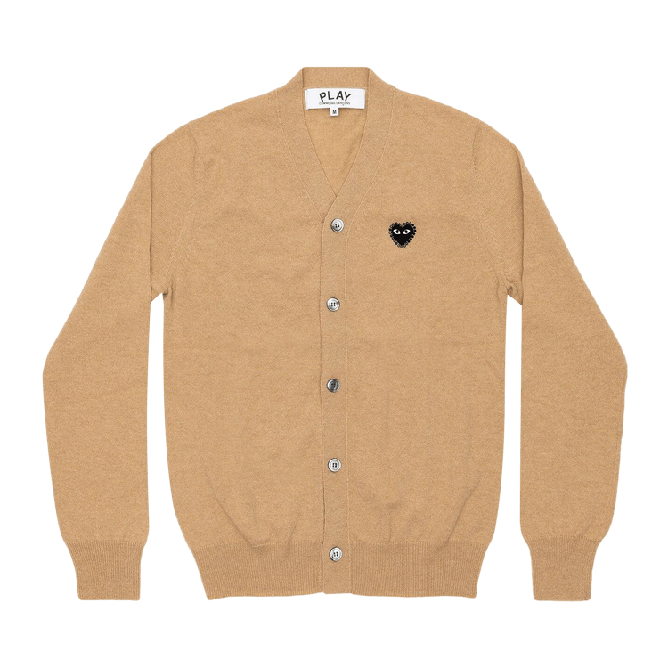 Comme des Garçons PLAY Rhinestone Heart V-Neck Cardigan "Beige"