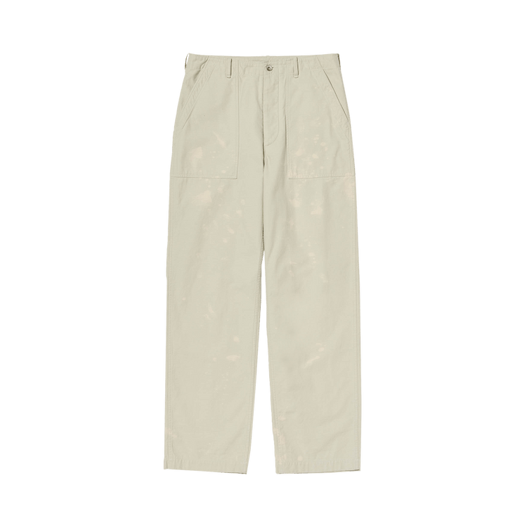 Auralee Washed Baggy Satin Bleached Baker Pants "Dusty Ivory"