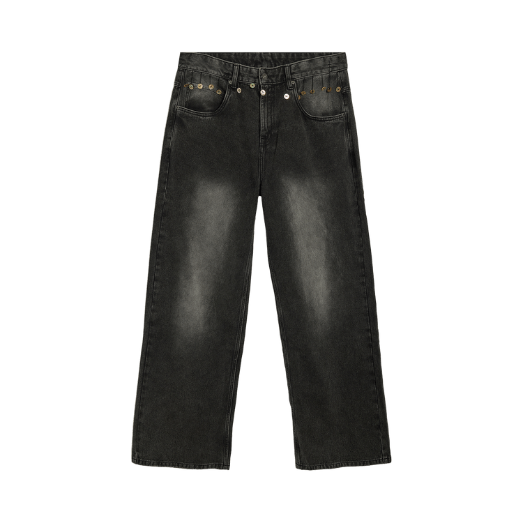 Glass Cypress Hanging Buttons Denim "Black"