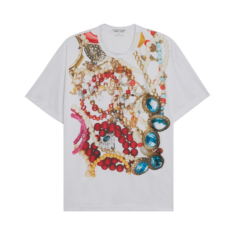 Comme des Garçons Polyester Smooth Print T-Shirt "White/D Pattern"