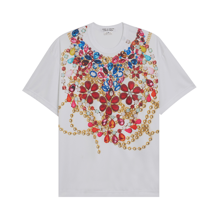 Comme des Garçons Polyester Smooth Print T-Shirt "White/C Pattern"