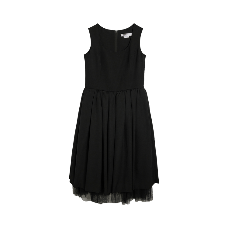 Comme des Garçons Wool Gabardine Nylon Tulle Dress "Black/Black"