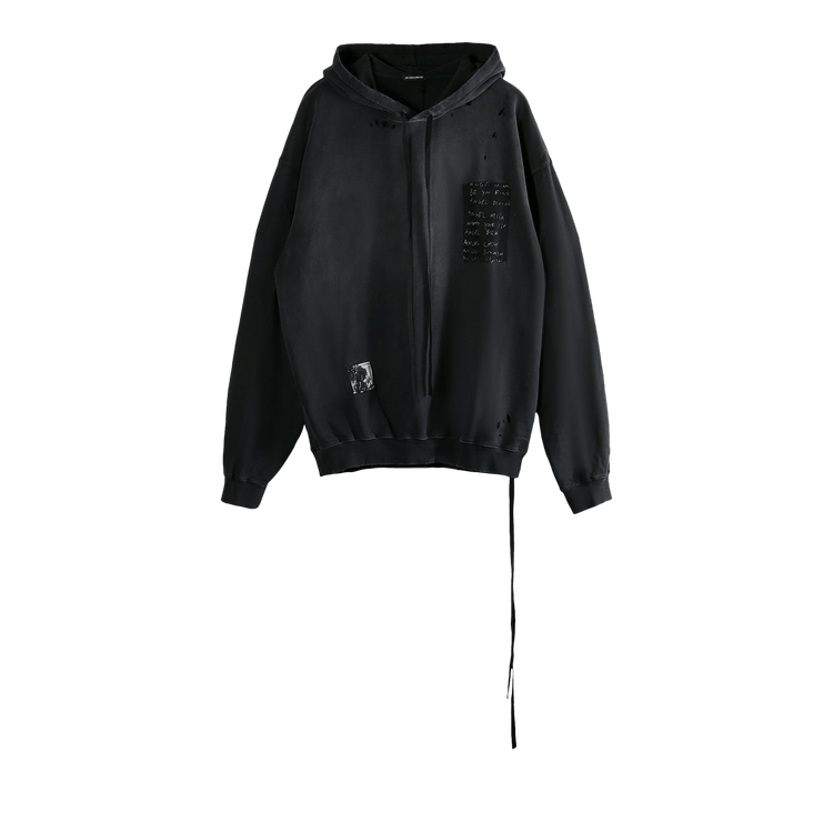 Ann Demeulemeester Ollie High Comfort Hoodie With Patches "Faded Black"