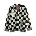The Elder Statesman Nora Lite Creatures Cardigan "Black/Natural Check"