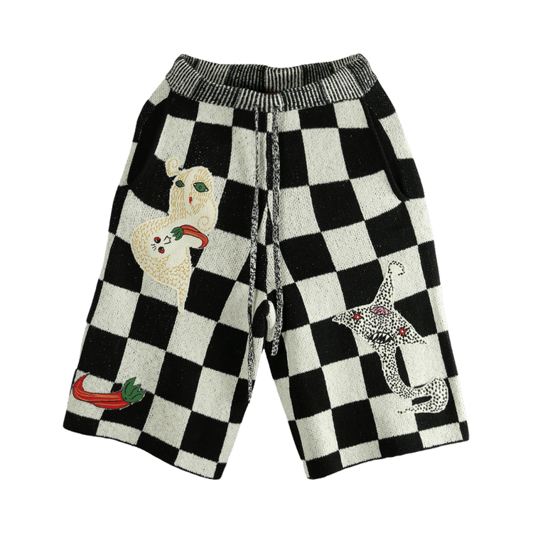 The Elder Statesman Nora Lite Creatures Short "Black/Natural Check"