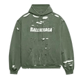 Balenciaga Caps Destroyed Oversize Fit Hoodie "Dark Green/White"