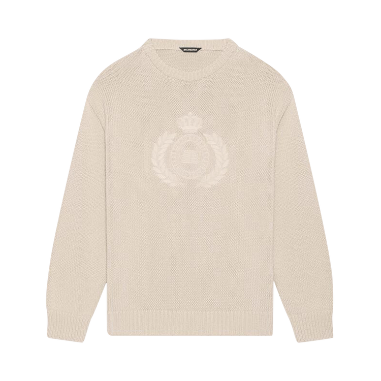 Balenciaga Laurel Crown Logo Crewneck Knitted Sweater "Beige"