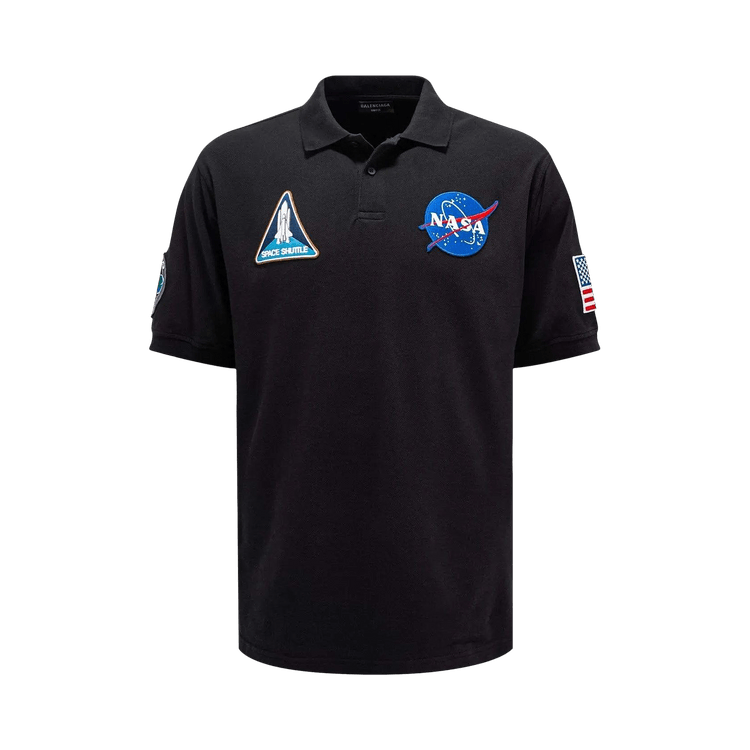 Balenciaga NASA Space Multi-Patch Polo "Black"