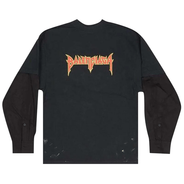 Balenciaga Metal Logo Layered Long-Sleeve T-Shirt "Black"