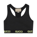 Gucci Logo Jacquard Crop Top "Black/Yellow"