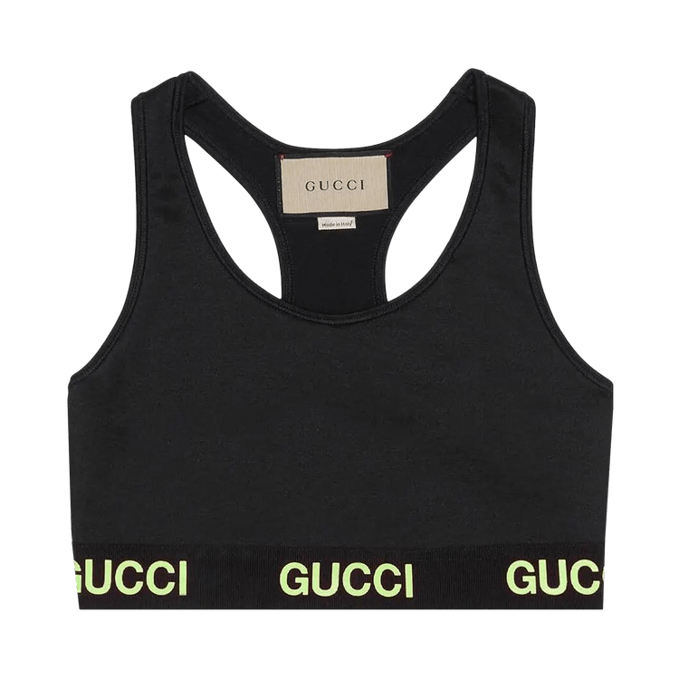 Gucci Logo Jacquard Crop Top "Black/Yellow"