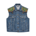 Gucci Scarf-Panelled Denim Vest "Blue"