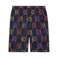 Gucci Jumbo GG Silk Shorts "Dark Blue/Multicolor"