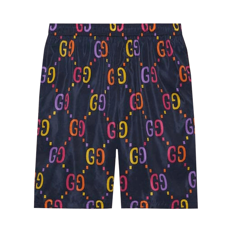 Gucci Jumbo GG Silk Shorts "Dark Blue/Multicolor"