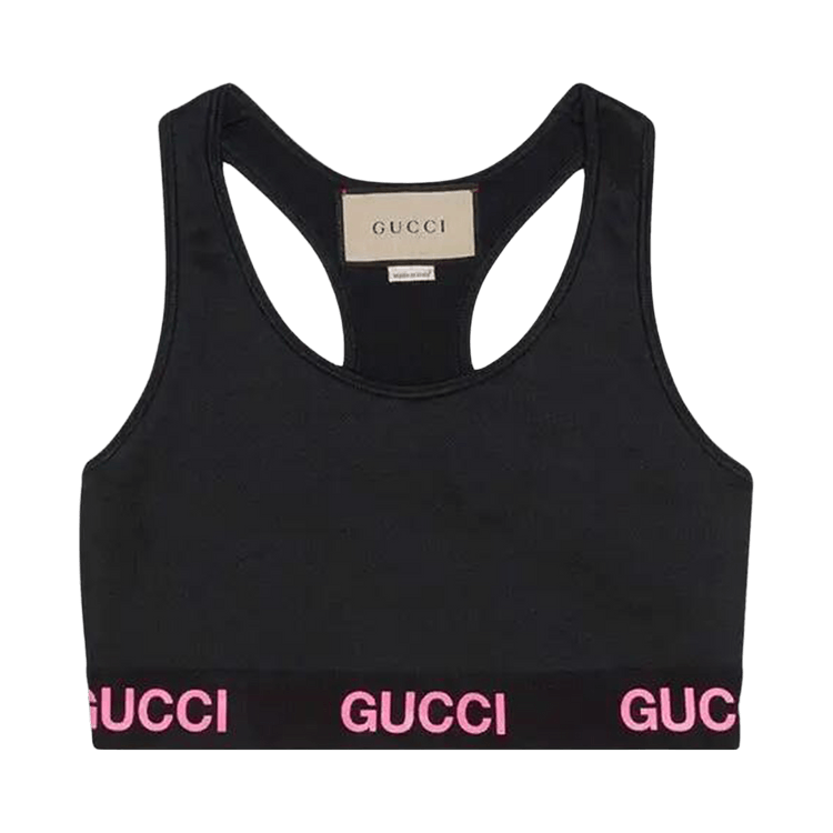 Gucci Logo Jacquard Crop Top "Black/Pink"