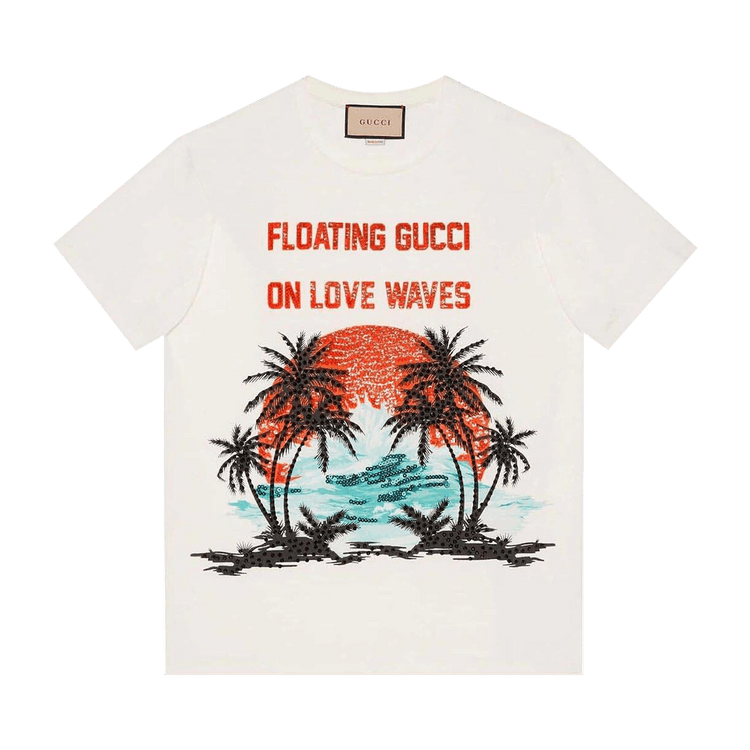 Gucci Sequinned Slogan-Print T-Shirt "White"