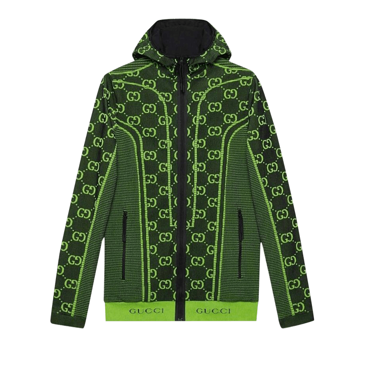 Gucci GG Tubular Jersey Zip Jacket "Black/Green"
