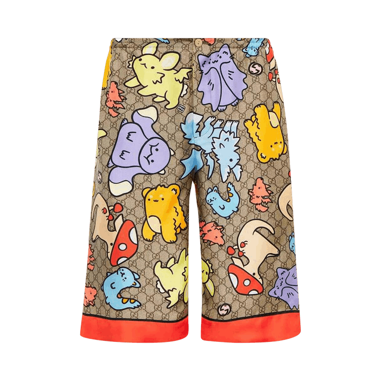 Gucci GG Print Silk Twill Shorts "Beige/Multicolor"