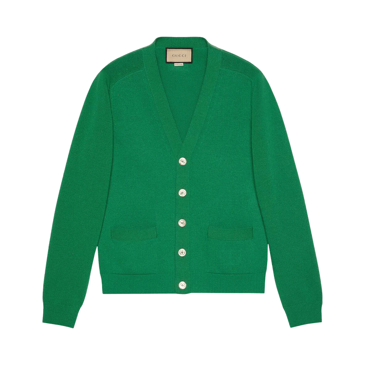 Gucci Logo Patch Button Fastening Cardigan "Green"