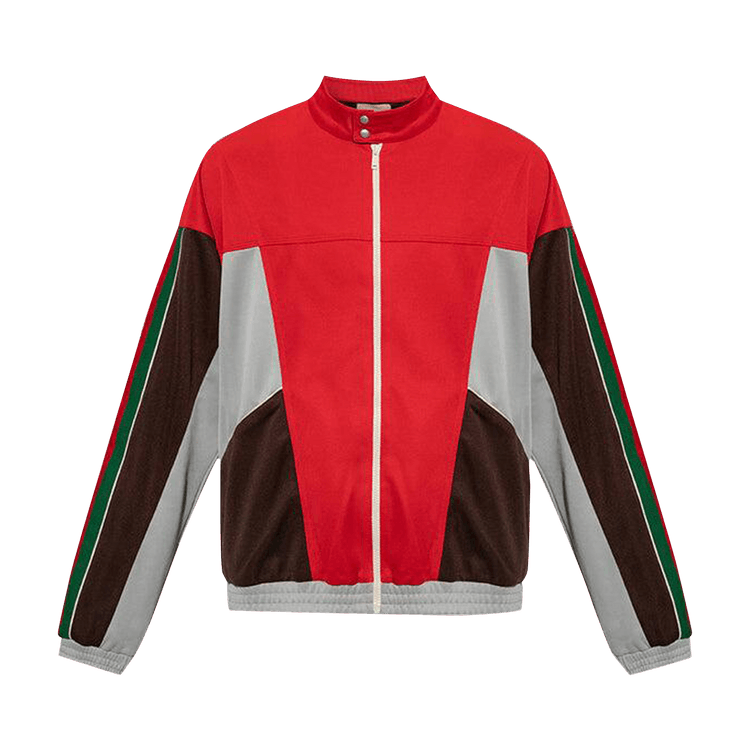 Gucci Color Block Zip Up Jacket "Red/Green/Brown"