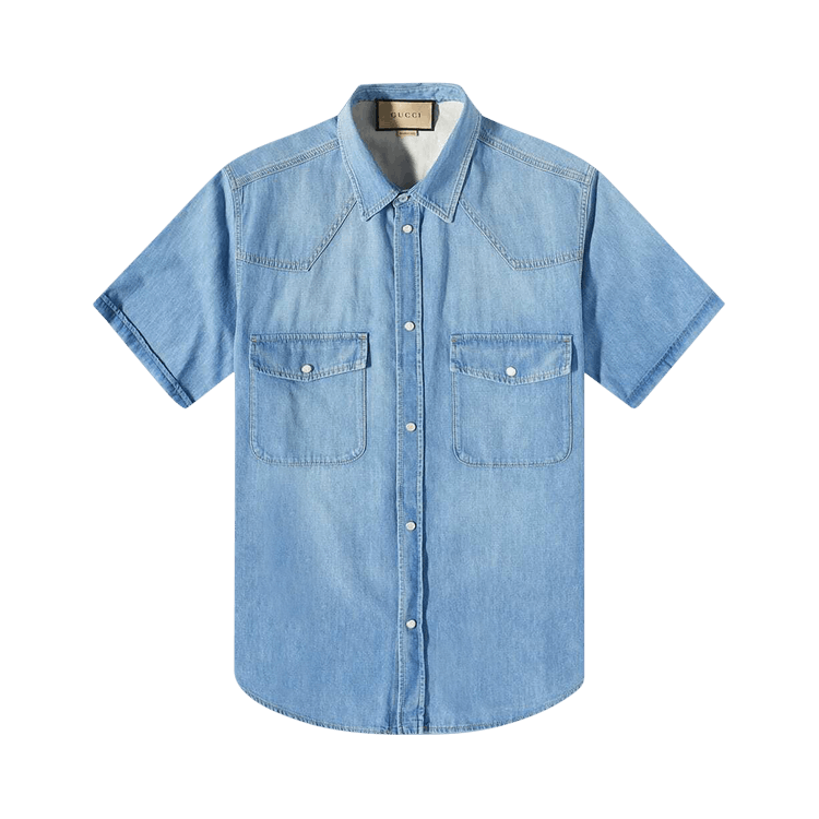 Gucci Short-Sleeve Denim Shirt "Blue"